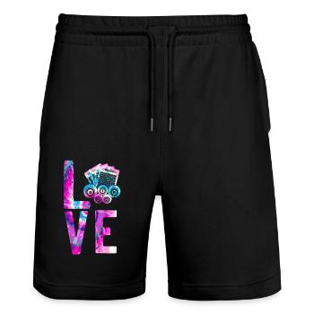 Bingo Player Watercolor Love - Stanley/Stella Unisex Bio Joggingshorts Trainer  - Schwarz - Vorne - Nik (191cm) & Marisol (170cm)