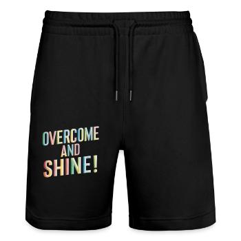 Overcome And Shine Motivation - Stanley/Stella Trainer Unisex Organic Jogging Shorts - black - Front - Nik (191cm) & Marisol (170cm)