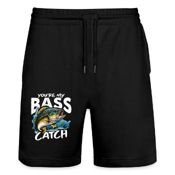 Bass Fishing You're My Bass Catch Fishing Lover - Stanley/Stella Trainer Unisex Organic Jogging Shorts - black - Front - Nik (191cm) & Marisol (170cm)