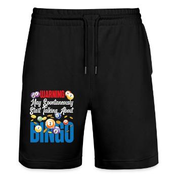 Bingo Player Warning May - Stanley/Stella Trainer Unisex Organic Jogging Shorts - black - Front - Nik (191cm) & Marisol (170cm)