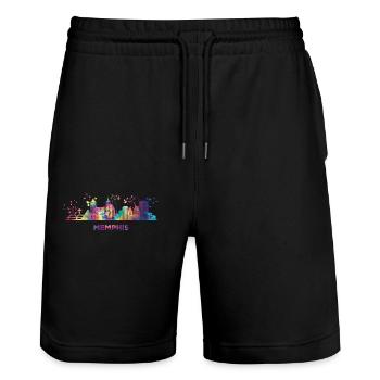 Ligne d’horizon de Memphean Memphis - Short de jogging bio TRAINER Stanley/Stella unisexe - noir - Devant - Nik (191cm) & Marisol (170cm)