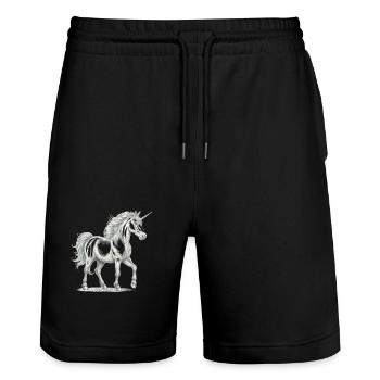 Unicorns, Unicorn, Mythical Animals, Fairy Tale Character - Stanley/Stella Trainer Unisex Organic Jogging Shorts - black - Front - Nik (191cm) & Marisol (170cm)