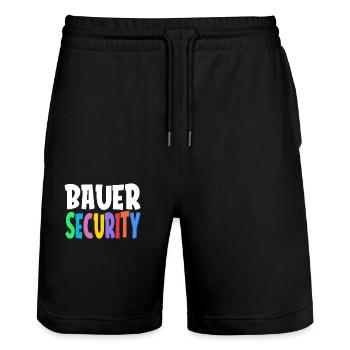 Colorful Bauer Security Rainbow Lettering Logo - Stanley/Stella Unisex Bio Joggingshorts Trainer  - Schwarz - Vorne - Nik (191cm) & Marisol (170cm)