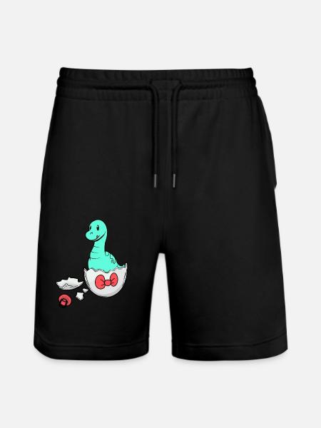 Dino Baby Birth Pregnancy Eggshell - Stanley/Stella Trainer Unisex Organic Jogging Shorts - black