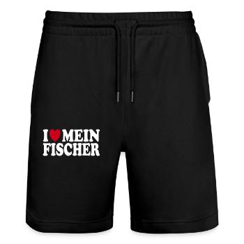 I Love My Fisher Heartfelt Expression - Stanley/Stella Unisex Bio Joggingshorts Trainer  - Schwarz - Vorne - Nik (191cm) & Marisol (170cm)