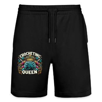 Crocheter Crochet Crocheting Queen Lady Girl - Stanley/Stella Unisex Bio Joggingshorts Trainer  - Schwarz - Vorne - Nik (191cm) & Marisol (170cm)