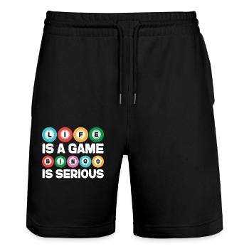 Bingo Player Life Is A Game Bingo - Stanley/Stella Trainer Unisex Organic Jogging Shorts - black - Front - Nik (191cm) & Marisol (170cm)
