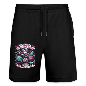 Crochet Crochet Crochet Fil Tricot Citations - Short de jogging bio TRAINER Stanley/Stella unisexe - noir - Devant - Nik (191cm) & Marisol (170cm)