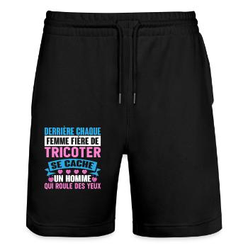 Crochet Crochet Crochet Fil Tricot Citations - Short de jogging bio TRAINER Stanley/Stella unisexe - noir - Devant - Nik (191cm) & Marisol (170cm)