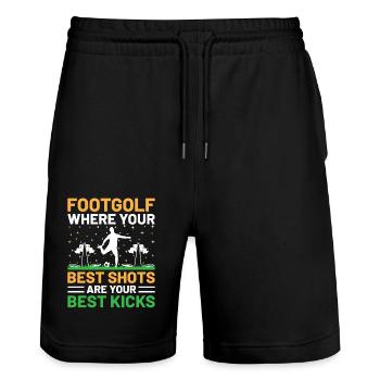 Footgolf Player Foot Golf Playing Footgolfers Foot - Stanley/Stella Trainer Unisex Organic Jogging Shorts - black - Front - Nik (191cm) & Marisol (170cm)