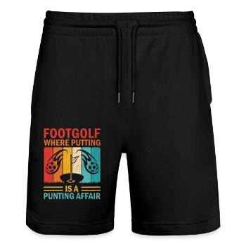 Footgolf Player Foot Golf Playing Footgolfers Foot - Stanley/Stella Trainer Unisex Organic Jogging Shorts - black - Front - Nik (191cm) & Marisol (170cm)