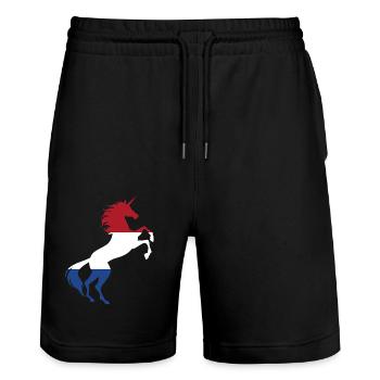 T-Shirt Licorne Drapeau Pays-Bas Licorne Magique - Short de jogging bio TRAINER Stanley/Stella unisexe - noir - Devant - Nik (191cm) & Marisol (170cm)