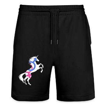 Symbol für die Gleichstellung der Geschlechter Einhorn T-Shirt Magisch - Stanley/Stella Unisex Bio Joggingshorts Trainer  - Schwarz - Vorne - Nik (191cm) & Marisol (170cm)