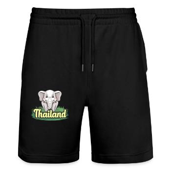 Stolzer Elefant aus Thailand - Stanley/Stella Unisex Bio Joggingshorts Trainer  - Schwarz - Vorne - Nik (191cm) & Marisol (170cm)