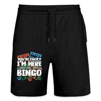 Bingo Player You're Lucky I'm Here - Stanley/Stella Unisex Bio Joggingshorts Trainer  - Schwarz - Vorne - Nik (191cm) & Marisol (170cm)