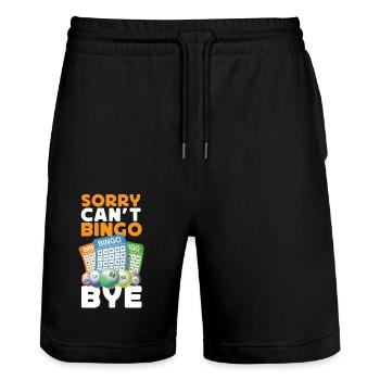 Joueur de bingo désolé ne peut pas bingo bye - Short de jogging bio TRAINER Stanley/Stella unisexe - noir - Devant - Nik (191cm) & Marisol (170cm)