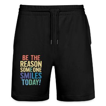 Sei Der Grund Für Ein Lächeln Heute - Stanley/Stella Unisex Bio Joggingshorts Trainer  - Schwarz - Vorne - Nik (191cm) & Marisol (170cm)