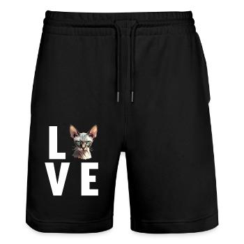 Sphynx Kätzchen Sphynx Katze - Stanley/Stella Unisex Bio Joggingshorts Trainer  - Schwarz - Vorne - Nik (191cm) & Marisol (170cm)