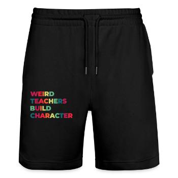 Weird Teachers Build Charakter Teacher - Stanley/Stella Unisex Bio Joggingshorts Trainer  - Schwarz - Vorne - Nik (191cm) & Marisol (170cm)