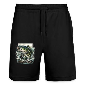 Poisson bar - Short de jogging bio TRAINER Stanley/Stella unisexe - noir - Devant - Nik (191cm) & Marisol (170cm)