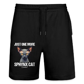 Sphynx Kitten Sphynx Cat - Stanley/Stella Trainer Unisex Organic Jogging Shorts - black - Front - Nik (191cm) & Marisol (170cm)