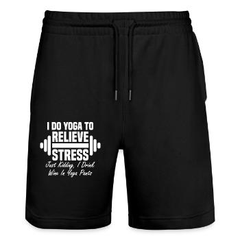 I Do Yoga To Relieve Stress…Just Kidding, I Drink - Stanley/Stella Trainer Unisex Organic Jogging Shorts - black - Front - Nik (191cm) & Marisol (170cm)