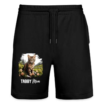 Tabby Kitten Tabby Cat - Stanley/Stella Trainer Unisex Organic Jogging Shorts - black - Front - Nik (191cm) & Marisol (170cm)