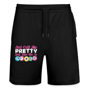 Bingo Player Girl Just Call Me - Stanley/Stella Unisex Bio Joggingshorts Trainer  - Schwarz - Vorne - Nik (191cm) & Marisol (170cm)
