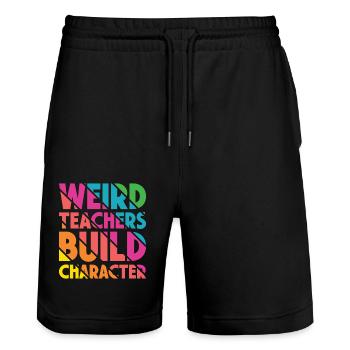 Weird Teachers Funny School Teachers - Stanley/Stella Trainer Unisex Organic Jogging Shorts - black - Front - Nik (191cm) & Marisol (170cm)