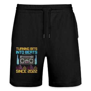 Chiptune Music Lover Groove zu den Bleeps und Bloo - Stanley/Stella Unisex Bio Joggingshorts Trainer  - Schwarz - Vorne - Nik (191cm) & Marisol (170cm)