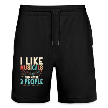 I Like Musicals And Maybe 3 People Singing Theater - Stanley/Stella Trainer Unisex Organic Jogging Shorts - black - Front - Nik (191cm) & Marisol (170cm)
