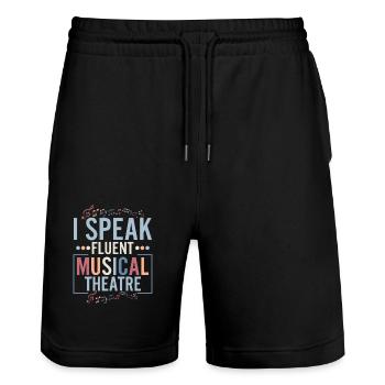 I Speak Fluent Musical Theatre Singing Theater - Stanley/Stella Trainer Unisex Organic Jogging Shorts - black - Front - Nik (191cm) & Marisol (170cm)