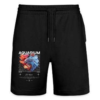 Betta Fish Keeper Moderne Streetwear - Stanley/Stella Unisex Bio Joggingshorts Trainer  - Schwarz - Vorne - Nik (191cm) & Marisol (170cm)