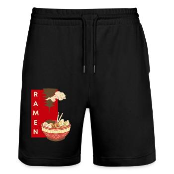 Ramen Japanische Kunst für Nudeln und Feinschmecker - Stanley/Stella Unisex Bio Joggingshorts Trainer  - Schwarz - Vorne - Nik (191cm) & Marisol (170cm)