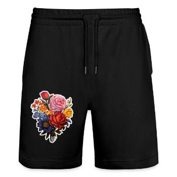Blumenstrauß - Stanley/Stella Unisex Bio Joggingshorts Trainer  - Schwarz - Vorne - Nik (191cm) & Marisol (170cm)