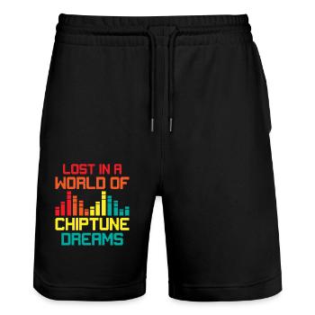 Chiptune Music Lover Groove to the Bleeps and Bloo - Stanley/Stella Trainer Unisex Organic Jogging Shorts - black - Front - Nik (191cm) & Marisol (170cm)