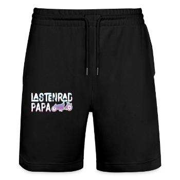 Cargo Bike Dad Retro Bike Cargobike - Stanley/Stella Trainer Unisex Organic Jogging Shorts - black - Front - Nik (191cm) & Marisol (170cm)