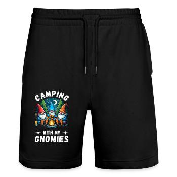 Camping Camper Campsite Garden Gnomes Caravan - Stanley/Stella Trainer Unisex Organic Jogging Shorts - black - Front - Nik (191cm) & Marisol (170cm)