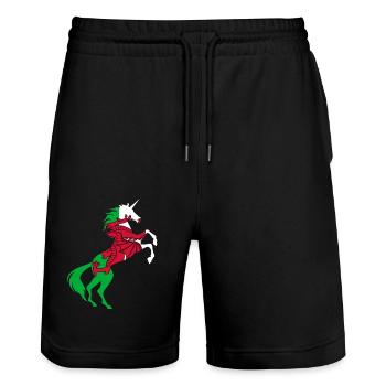 Licorne Pays de Galles Drapeau T-Shirt Licorne Magique Gallois - Short de jogging bio TRAINER Stanley/Stella unisexe - noir - Devant - Nik (191cm) & Marisol (170cm)