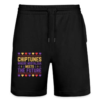Chiptune Music Lover Groove zu den Bleeps und Bloo - Stanley/Stella Unisex Bio Joggingshorts Trainer  - Schwarz - Vorne - Nik (191cm) & Marisol (170cm)