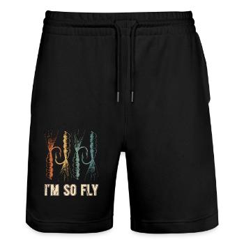 Fly Fishing I'm So Fly Sportfishing Fisherman - Stanley/Stella Unisex Bio Joggingshorts Trainer  - Schwarz - Vorne - Nik (191cm) & Marisol (170cm)