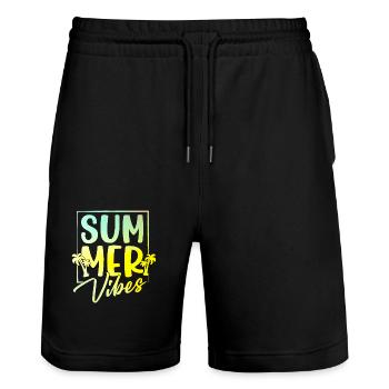 Summer Vibes - Stanley/Stella Unisex Bio Joggingshorts Trainer  - Schwarz - Vorne - Nik (191cm) & Marisol (170cm)