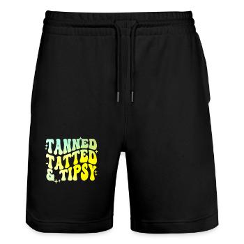 Tanned Tatted And Tipsy - Stanley/Stella Unisex Bio Joggingshorts Trainer  - Schwarz - Vorne - Nik (191cm) & Marisol (170cm)