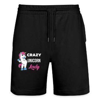 Licorne folle Lady T-shirt Licorne magique drôle - Short de jogging bio TRAINER Stanley/Stella unisexe - noir - Devant - Nik (191cm) & Marisol (170cm)