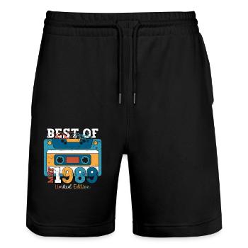 35. Geburtstag Mann Legende Mai Jahrgang 1989 - Stanley/Stella Unisex Bio Joggingshorts Trainer  - Schwarz - Vorne - Nik (191cm) & Marisol (170cm)