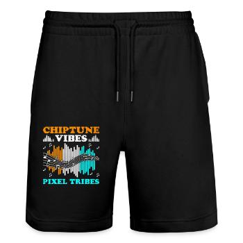 Chiptune Music Lover Groove to the Bleeps and Bloo - Stanley/Stella Trainer Unisex Organic Jogging Shorts - black - Front - Nik (191cm) & Marisol (170cm)