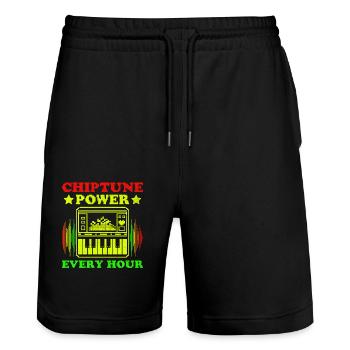 Chiptune Music Lover Groove to the Bleeps and Bloo - Stanley/Stella Trainer Unisex Organic Jogging Shorts - black - Front - Nik (191cm) & Marisol (170cm)