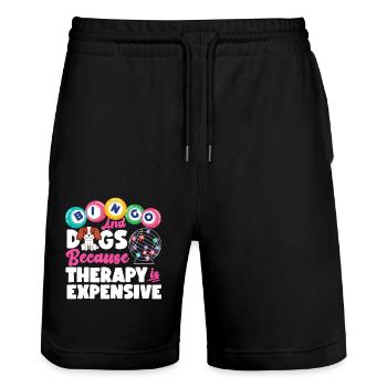 Bingo Player Dog Bingo And Dogs - Stanley/Stella Unisex Bio Joggingshorts Trainer  - Schwarz - Vorne - Nik (191cm) & Marisol (170cm)