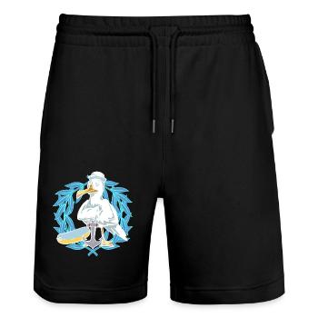 Seagull Seagulls Seaman Seafarer Ahoy Harbor - Stanley/Stella Trainer Unisex Organic Jogging Shorts - black - Front - Nik (191cm) & Marisol (170cm)