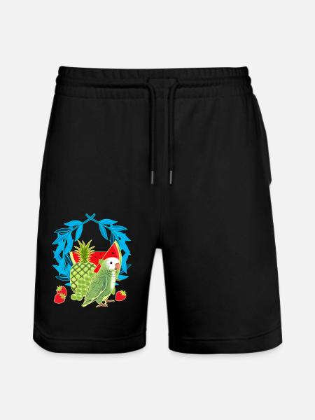 Fruit Foxes Fruit Summer Parrot - Stanley/Stella Trainer Unisex Organic Jogging Shorts - black